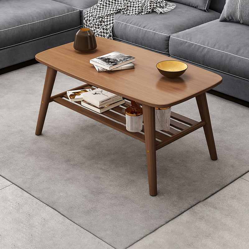 4 Legs Coffee Table Single Modern Oval Cocktail Table with Shelf