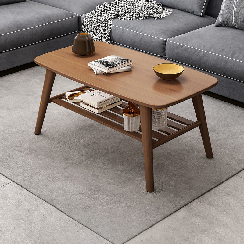 4 Legs Coffee Table Single Modern Oval Cocktail Table with Shelf