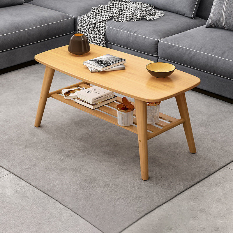 4 Legs Coffee Table Single Modern Oval Cocktail Table with Shelf