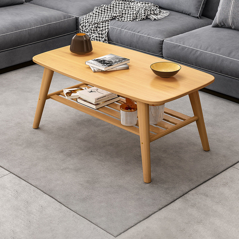 4 Legs Coffee Table Single Modern Oval Cocktail Table with Shelf