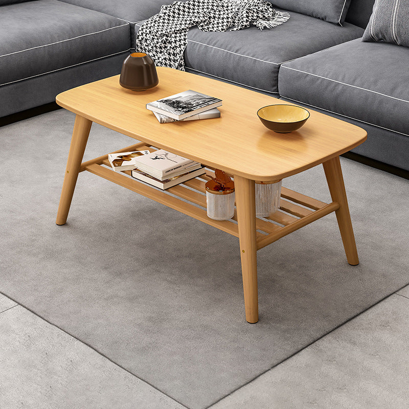 4 Legs Coffee Table Single Modern Oval Cocktail Table with Shelf