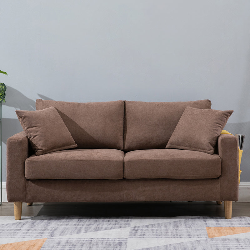 Scandinavian Sofa with 2 Pillows Square Arm Living Room Fabric Seating