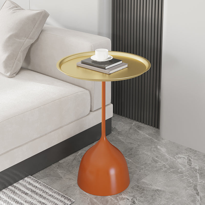 Contemporary Side Table Metal Pedestal Tray Top End Table for Living Room