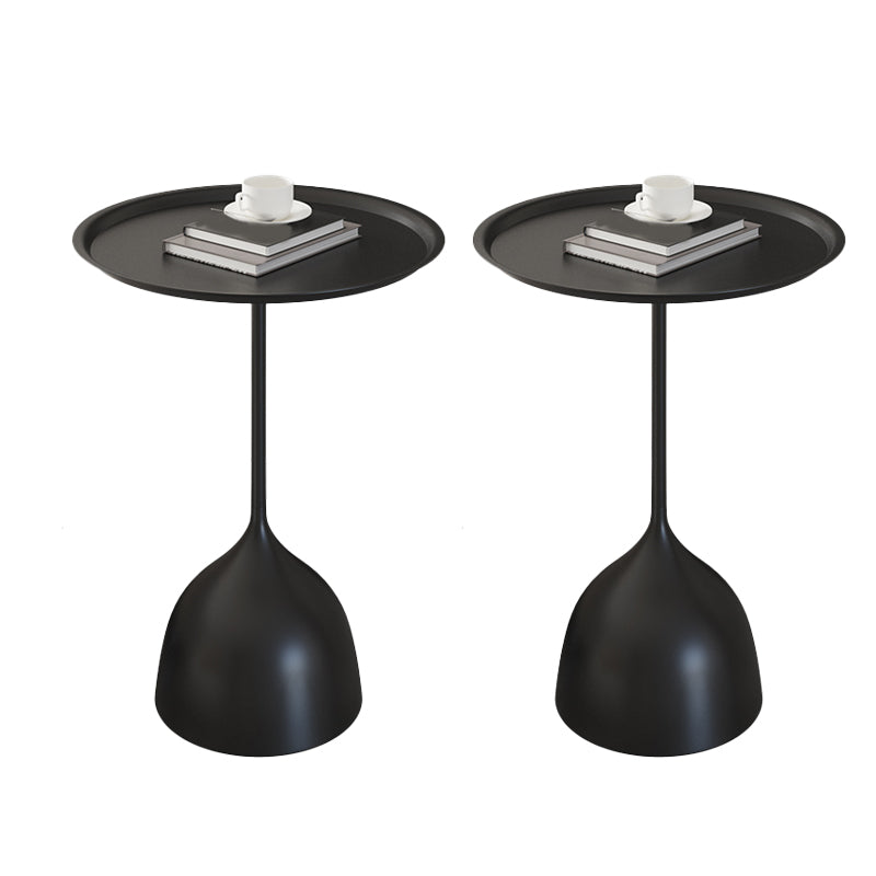 Contemporary Side Table Metal Pedestal Tray Top End Table for Living Room
