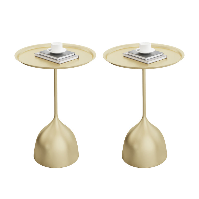 Contemporary Side Table Metal Pedestal Tray Top End Table for Living Room