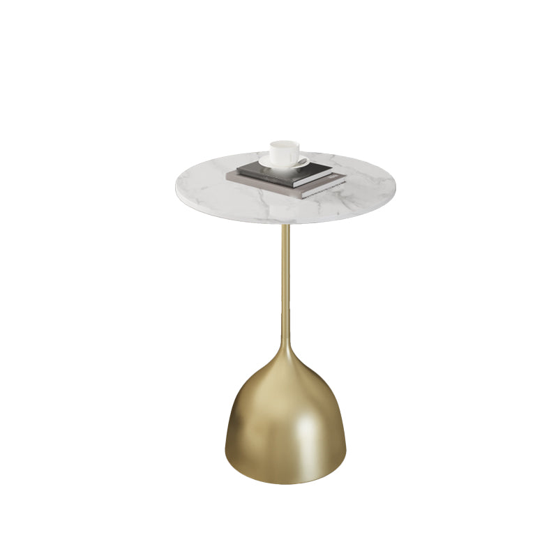 Contemporary Side Table Metal Pedestal Tray Top End Table for Living Room