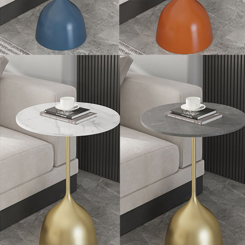 Contemporary Side Table Metal Pedestal Tray Top End Table for Living Room