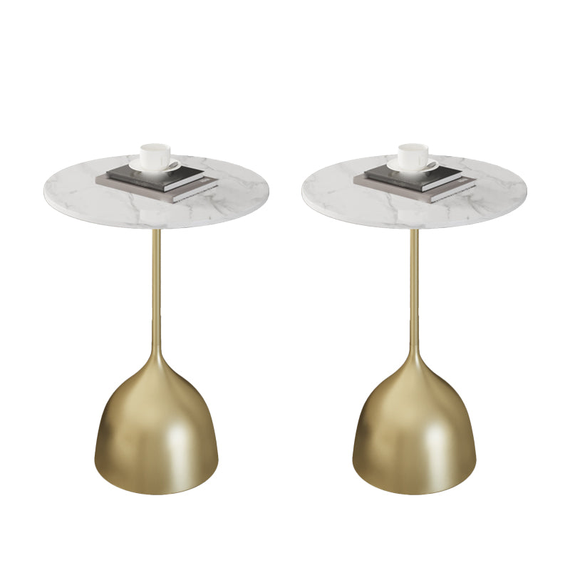 Contemporary Side Table Metal Pedestal Tray Top End Table for Living Room