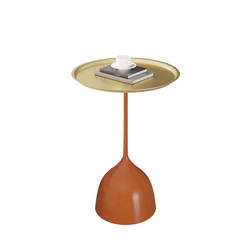 Contemporary Side Table Metal Pedestal Tray Top End Table for Living Room