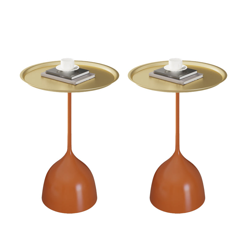 Contemporary Side Table Metal Pedestal Tray Top End Table for Living Room