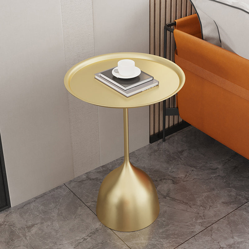Contemporary Side Table Metal Pedestal Tray Top End Table for Living Room