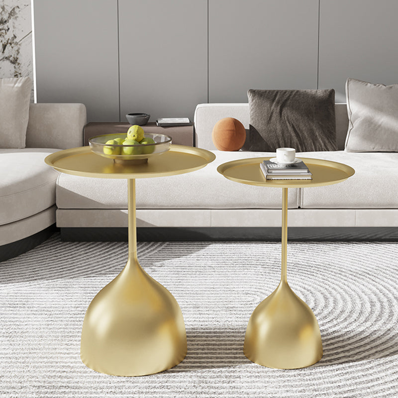 Contemporary Side Table Metal Pedestal Tray Top End Table for Living Room
