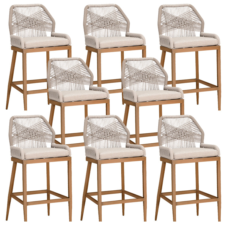 Tropical Patio Dining Side Chair Armless Rattan Outdoors Dining Chairs