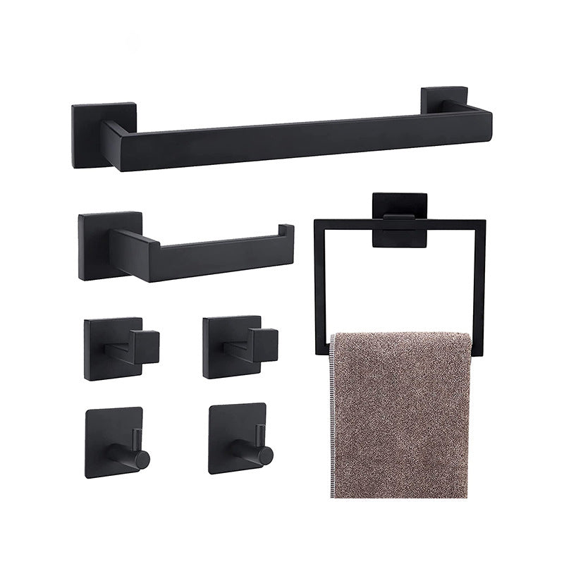 7-Piece Bath Hardware Set in Stainless Steel with Paper Holder/Robe Hooks/Towel Ring Bar