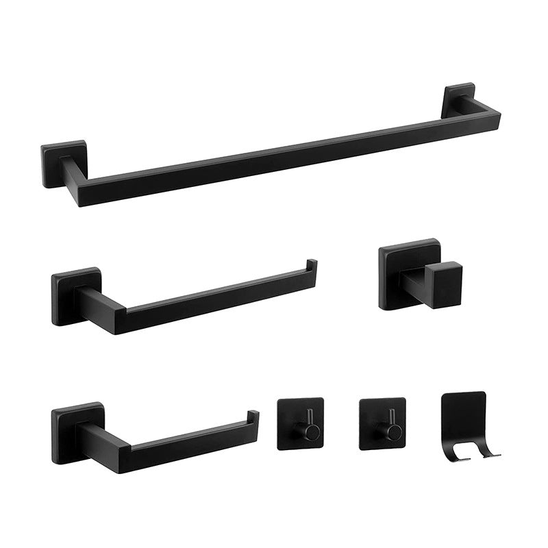 7-Piece Bath Hardware Set in Stainless Steel with Paper Holder/Robe Hooks/Towel Ring Bar