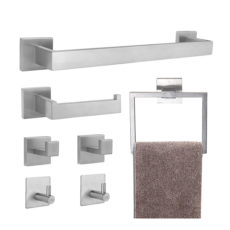 7-Piece Bath Hardware Set in Stainless Steel with Paper Holder/Robe Hooks/Towel Ring Bar