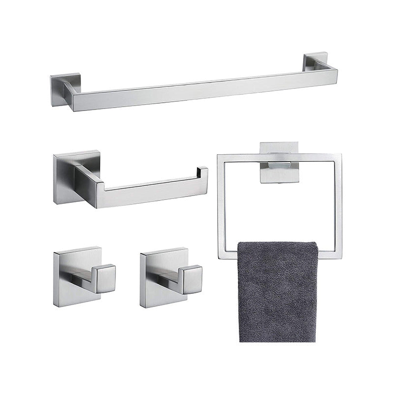 7-Piece Bath Hardware Set in Stainless Steel with Paper Holder/Robe Hooks/Towel Ring Bar