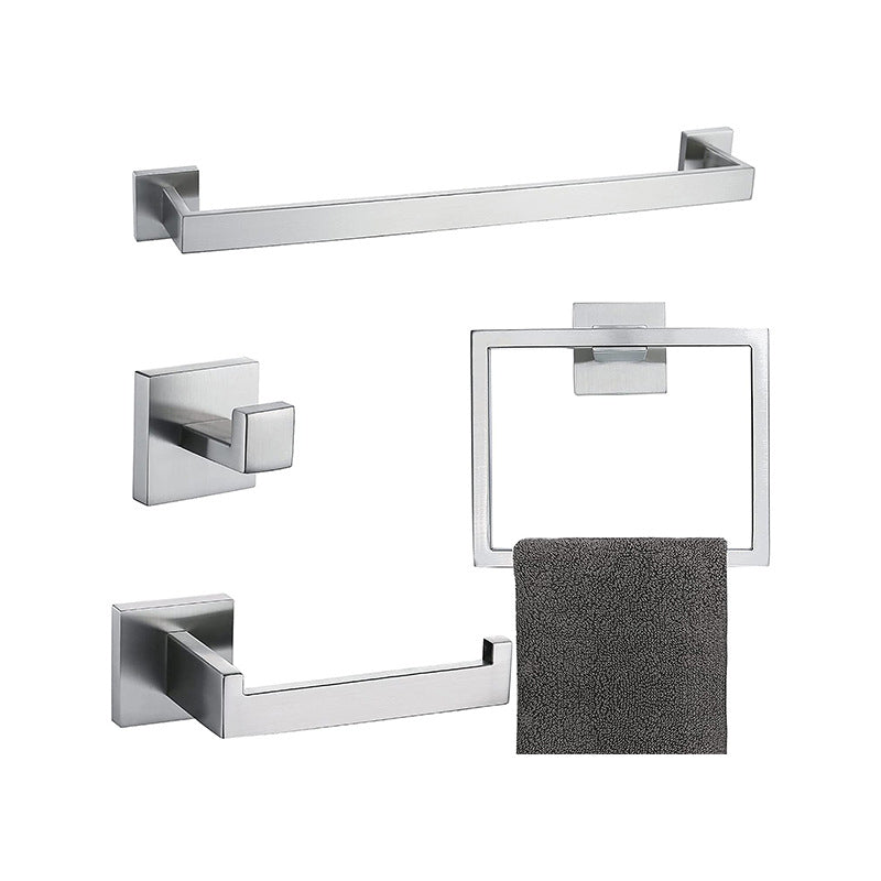 7-Piece Bath Hardware Set in Stainless Steel with Paper Holder/Robe Hooks/Towel Ring Bar