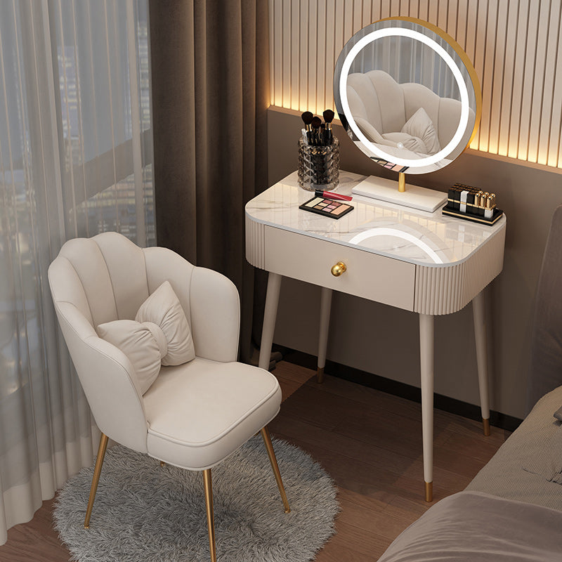 Bright White Makeup Vanity Desk 15.74" Wide Vanity Tables with Storage Drawer