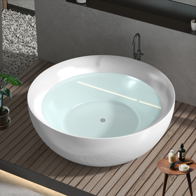 Round Soaking Stand Alone Bathtub Antique Finish Back to Wall Bath Tub