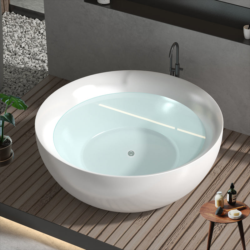 Round Soaking Stand Alone Bathtub Antique Finish Back to Wall Bath Tub