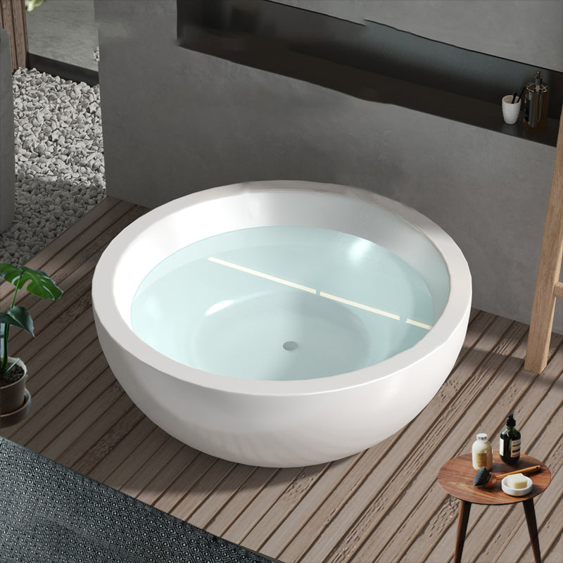 Round Soaking Stand Alone Bathtub Antique Finish Back to Wall Bath Tub