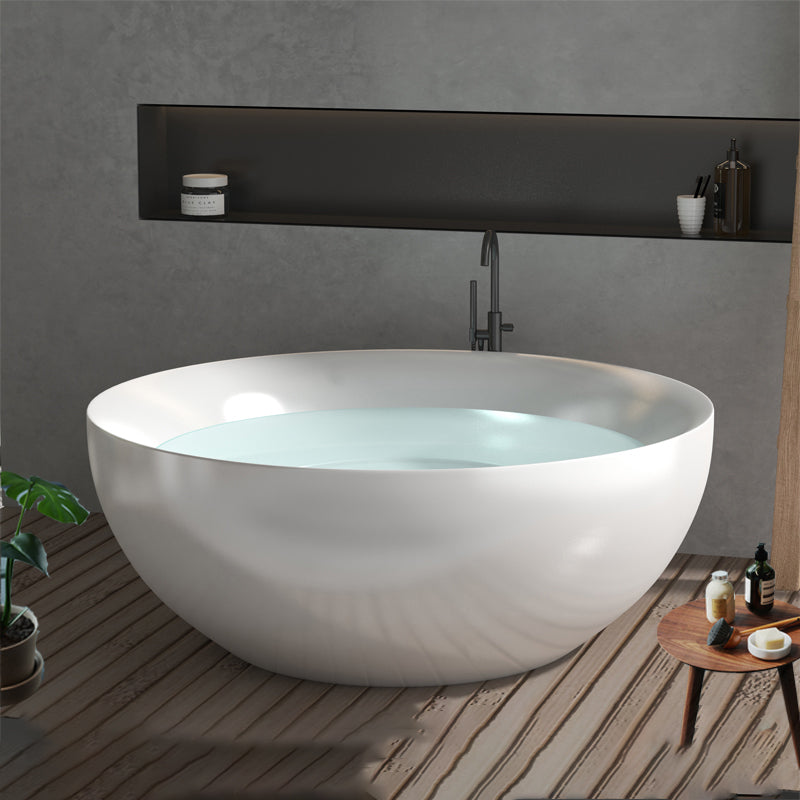 Round Soaking Stand Alone Bathtub Antique Finish Back to Wall Bath Tub