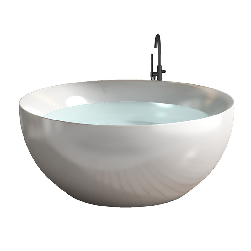 Round Soaking Stand Alone Bathtub Antique Finish Back to Wall Bath Tub