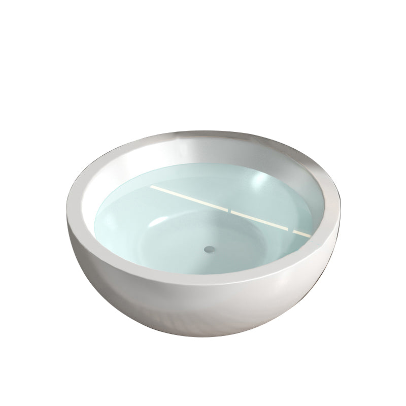 Round Soaking Stand Alone Bathtub Antique Finish Back to Wall Bath Tub
