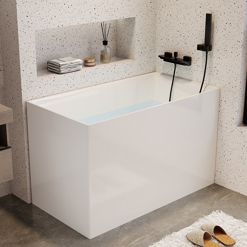 Modern Acrylic Rectangular Soaking Bathtub 26.77" Tall White Bathtub