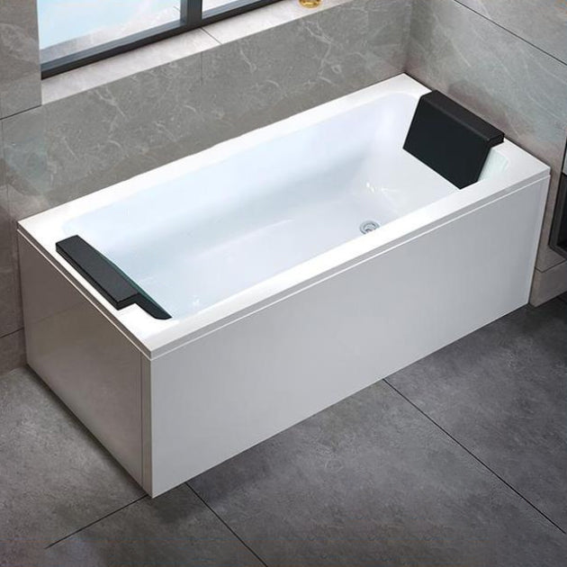Acrylic Rectangular Bath Soaking Bathtub in White , 22.03" Tall