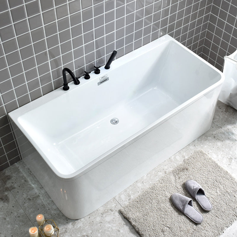 Acrylic Rectangular Bathtub Soaking White Bathtub , 22.83-inch Tall