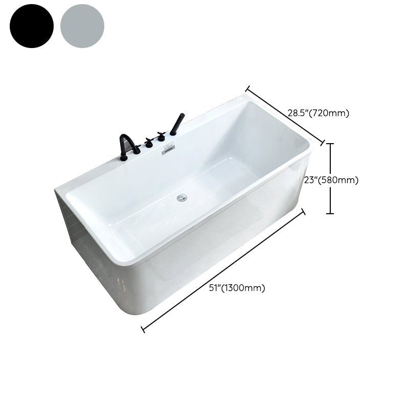 Acrylic Rectangular Bathtub Soaking White Bathtub , 22.83-inch Tall