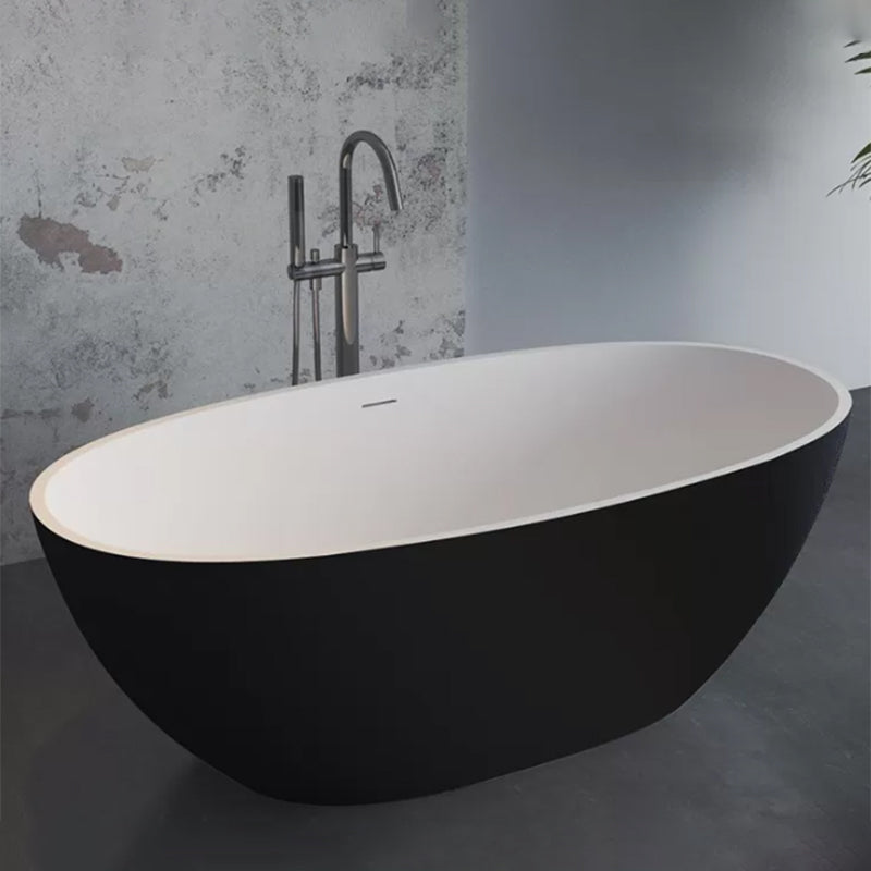 Stone Soaking Bathtub Antique Finish Back to Wall Oval Bath Tub