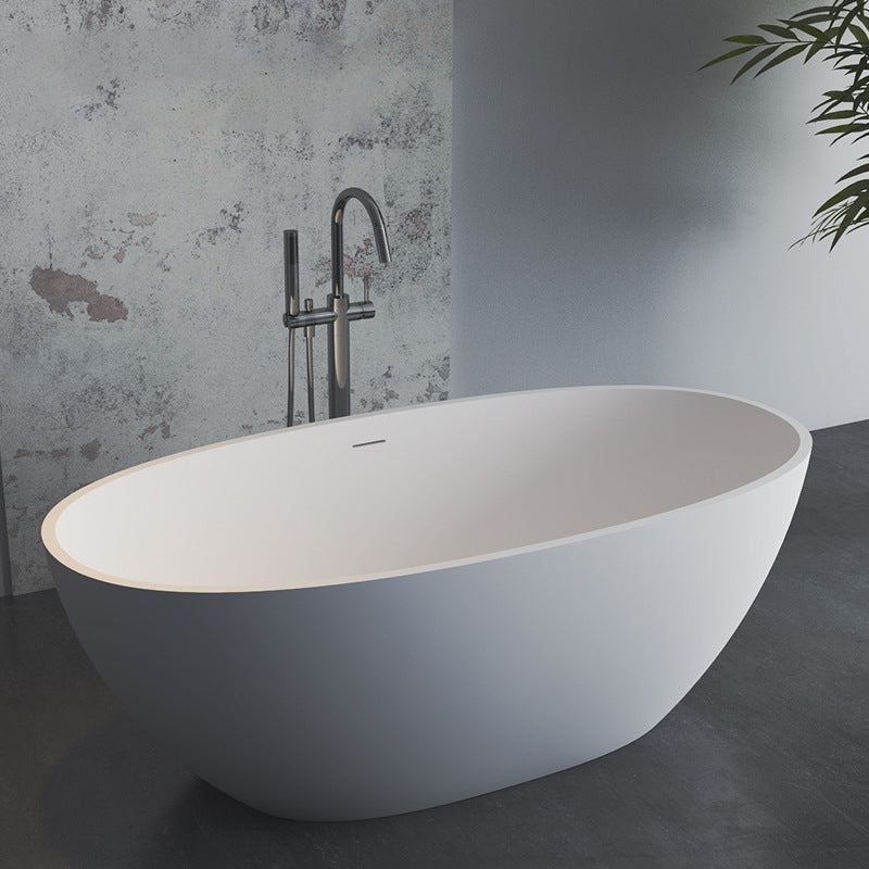 Stone Soaking Bathtub Antique Finish Back to Wall Oval Bath Tub