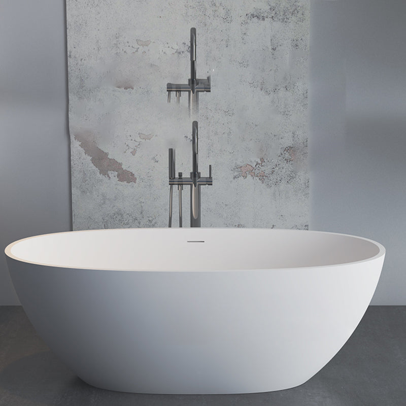Stone Soaking Bathtub Antique Finish Back to Wall Oval Bath Tub