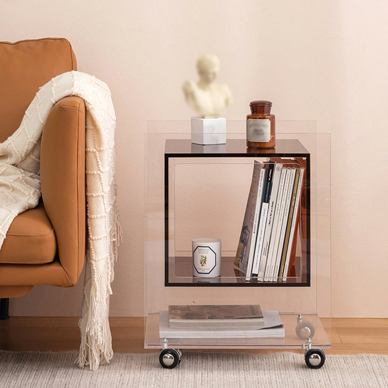 Square Shape Corner Table Acrylic Contemporary Bedroom Side Table