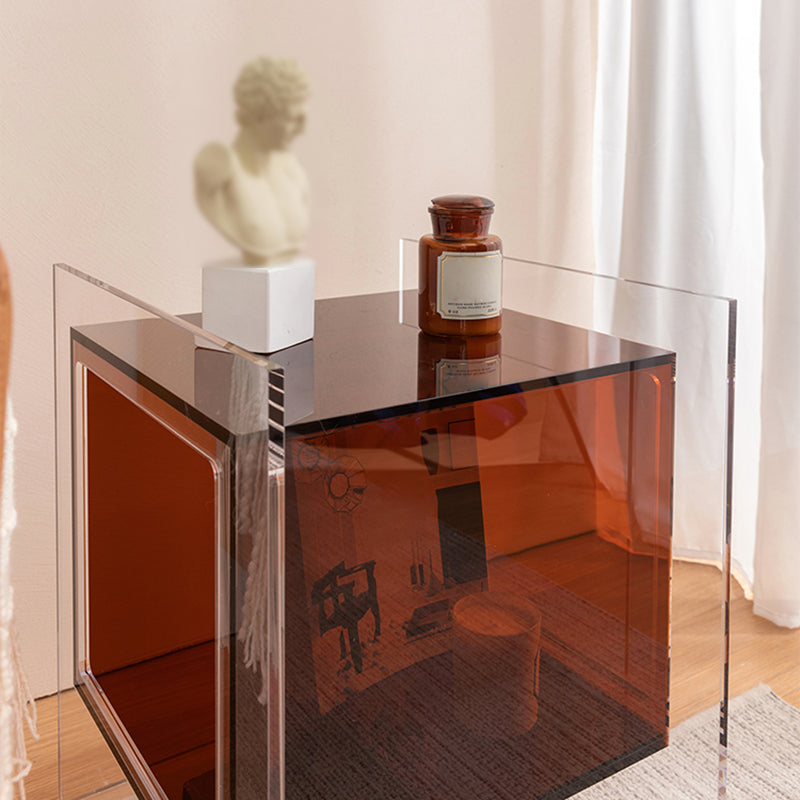 Square Shape Corner Table Acrylic Contemporary Bedroom Side Table