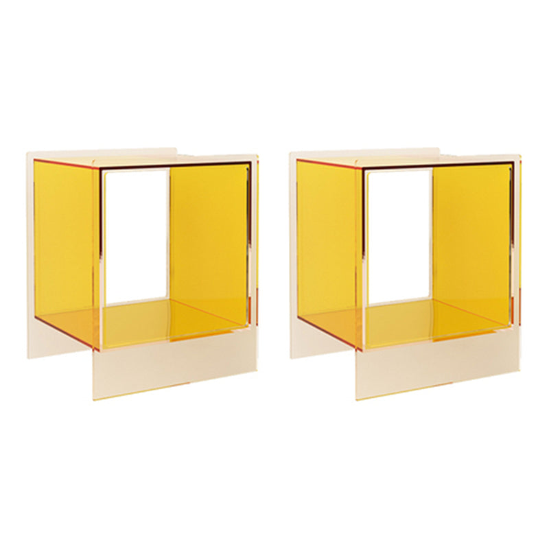 Square Shape Corner Table Acrylic Contemporary Bedroom Side Table