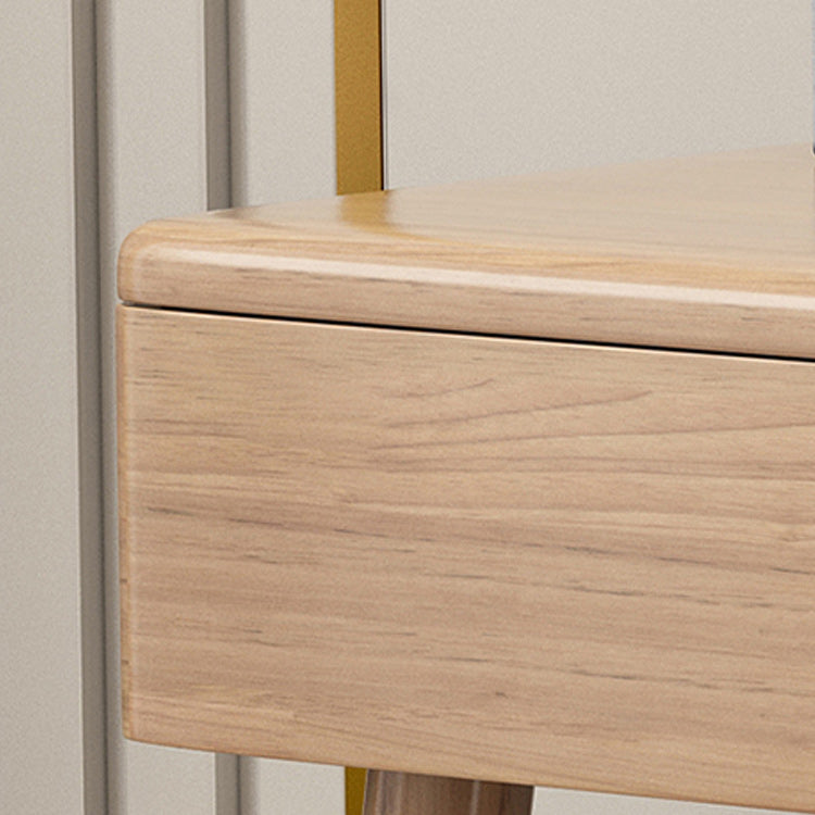 Solid Wood Vanity Makeup Table with Drawer Standing Mirror Dressing Table