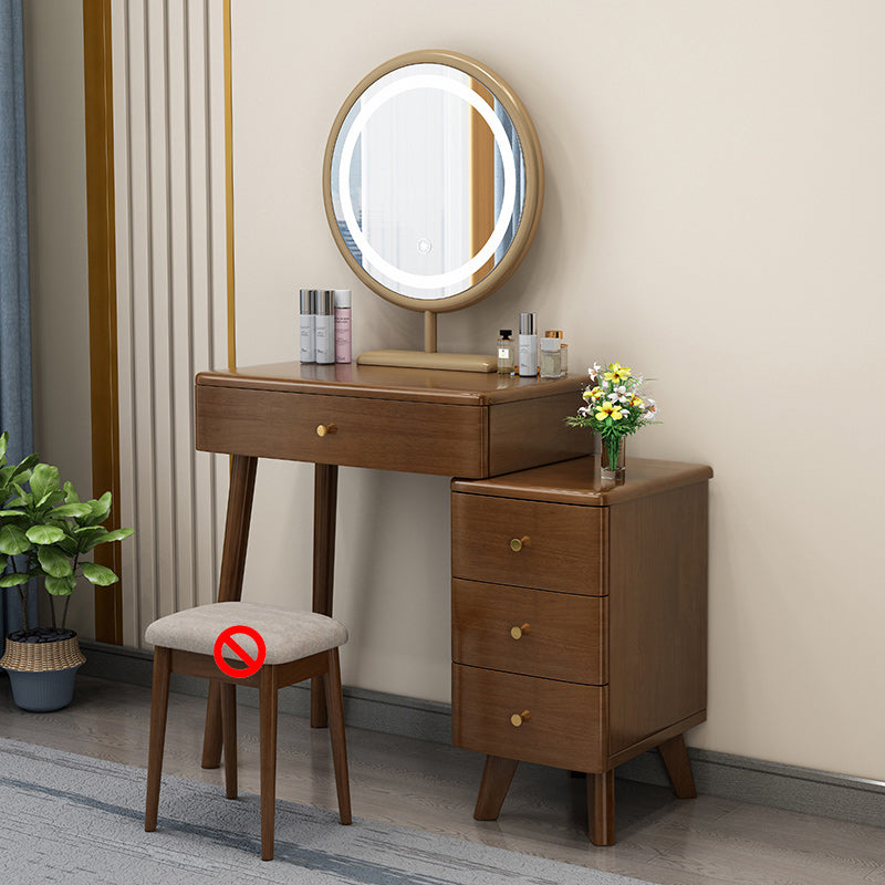 Solid Wood Vanity Makeup Table with Drawer Standing Mirror Dressing Table