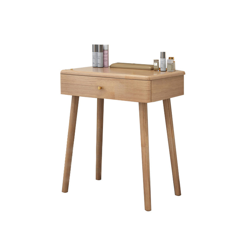 Solid Wood Vanity Makeup Table with Drawer Standing Mirror Dressing Table