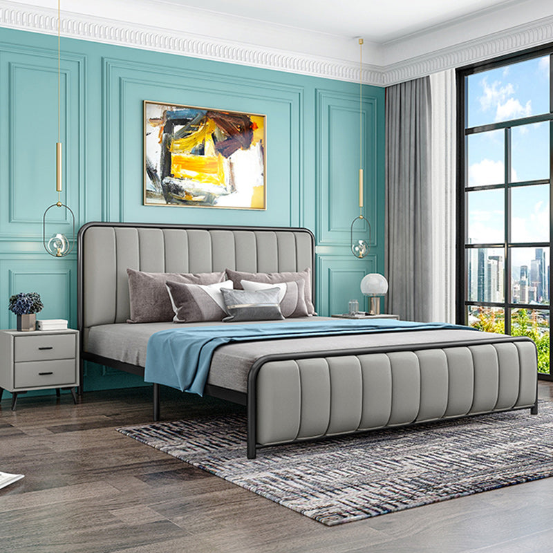 Metal Platform Bed 43.3" High Standard Bed with Upholstered Headboard