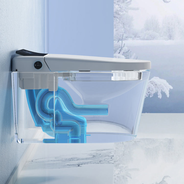 Contemporary Siphon Jet Toilet Bowl One-Piece Toilet Wall Mount ABS Flush Toilet