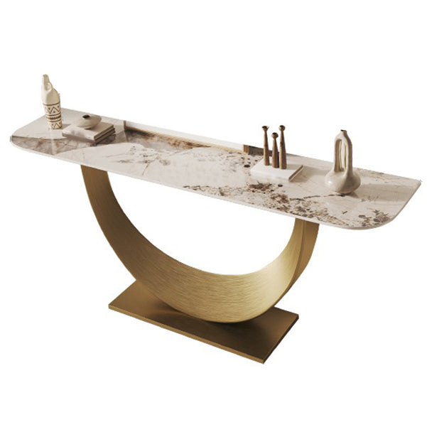 Glam Console Table Antique Finish Sofa Console Table in Stone