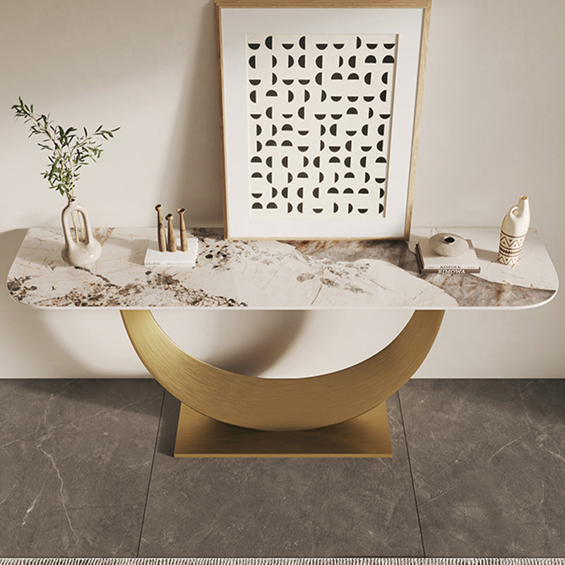 Glam Console Table Antique Finish Sofa Console Table in Stone
