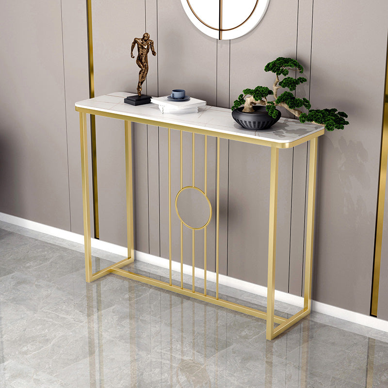 Glam Console Table Antique Finish Console Sofa Table in Stone