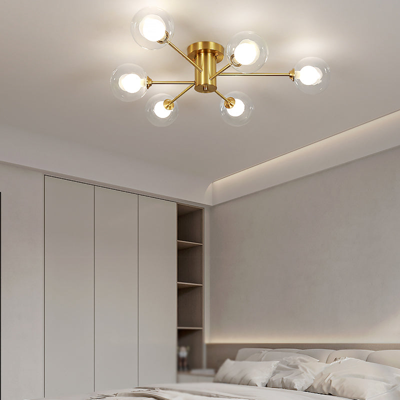 Nordic Style Ceiling Light Glass Shade Ball Shape Ceiling Lamp for Living Room