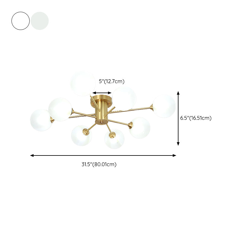 Nordic Style Ceiling Light Glass Shade Ball Shape Ceiling Lamp for Living Room