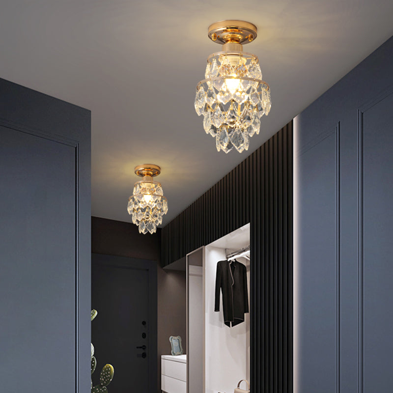 Modern Simple Crystal Ceiling Light Cylinder Shape Ceiling Lamp for Bedroom